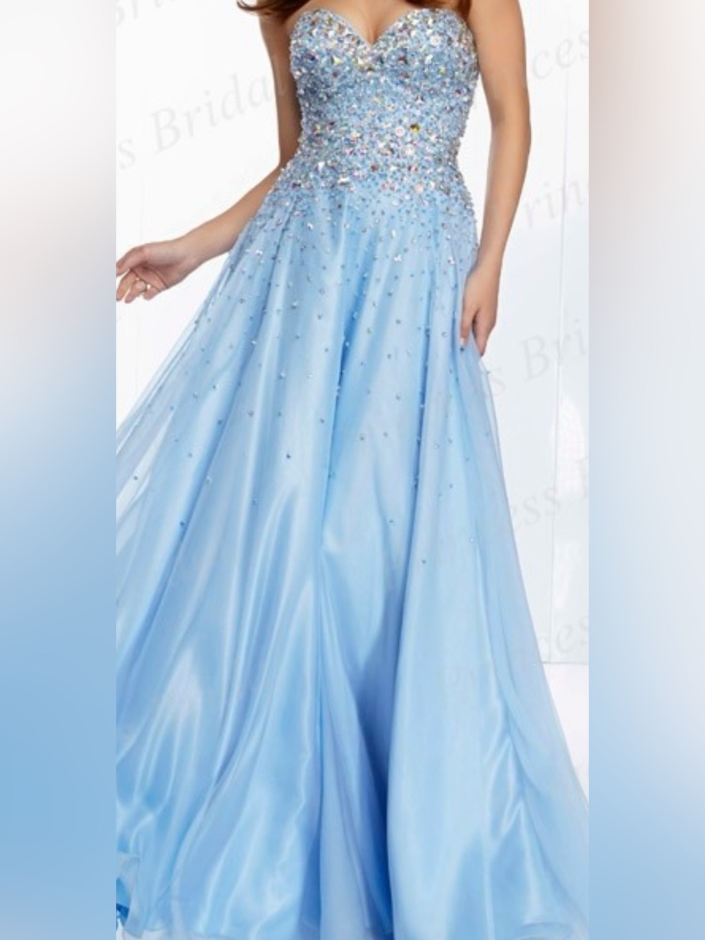 Mari Lee strapless blue gown